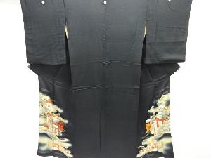 アンティーク　錦紗御所車に草花模様留袖